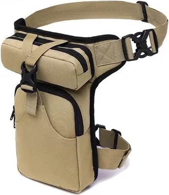 Produktbild von Motorrad-Beintasche für Damen und Herren, Oberschenkeltasche, Hüfttasche aus Canvas, robuste taktische Tasche, verstellbarer Hüftgurt, Hüfttasche zum Wandern, Radfahren, Angeln und für die Freizeit, Khaki