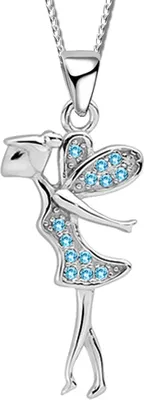 Produktbild von Kinderkette Mädchen Elfe Fee 40cm echt 925 Sterling Silber Zirkonia Halskette mit Anhänger  Kette für Kinder K807+Org