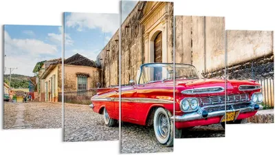 Produktbild von Bild auf Leinwand - Leinwandbild - Auto Klassiker Kuba Chevrolet - 160x85cm - Wand Bild - Wanddeko - Leinwanddruck - Bilder - Kunstdruck - Wanddekoration - Leinwand bilder - Wandkunst - EA160x85-0506