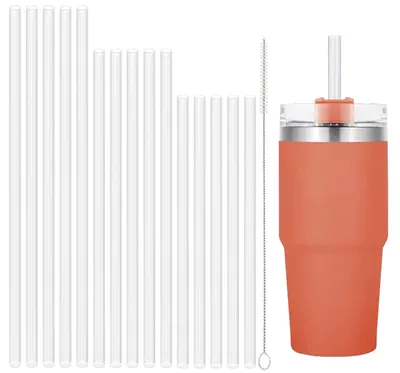 Ersatzhalme 15 Stück 3 Größen für Tumbler-Becher, transparent