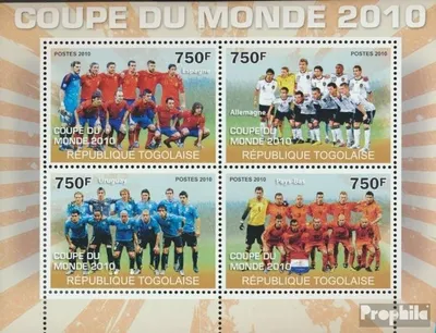 Produktbild von Briefmarken Togo 2010 Mi 3693-3696 Kleinbogen (kompl. Ausgabe) postfrisch Fußballweltmeisterschaft 2010