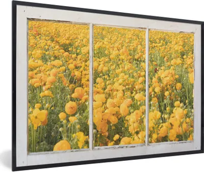 Produktbild von MuchoWow® MuchoWow® Gerahmtes Poster Durchsichtig - Blumen - Gelb 60x40 cm - Poster mit zchwarzem Bilderrahmen - Printing - Wanddeko Schlafzimmer