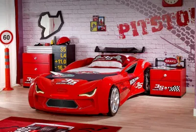 Produktbild von Designer Kinderbett Autobett Stilvolle Rennwagen Kunststoffbetten