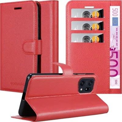Obrázek produktu pro Cadorabo Case for Oppo FIND X5 PRO Protective Case in Red Pouzdro na mobilní telefon s magnetickým zavíráním