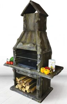 Produktbild von Casa Padrino Luxus Gartengrill Braun 132 x 67 x H. 206 cm - Beton Grillkamin in Holzoptik - Luxus Garten Accessoires