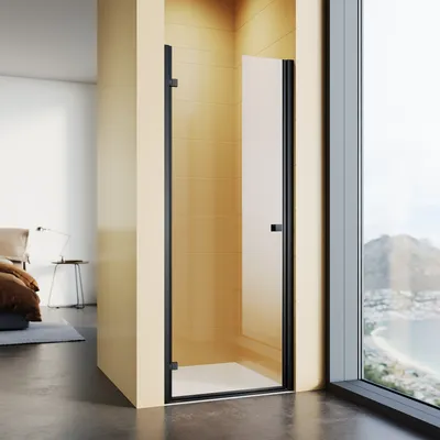 Produktbild von SONNI Dusche Nischentür 80x195cm,  Duschtür mit Scharnier, 6mm Sicherheitsglas, flächenbündige Duschtür mattschwarz Duschabtrennungen