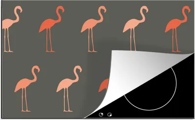 Produktbild von KitchenYeah© Herdabdeckplatte Flamingo - Vogel - Muster , 80x52cm, Küche Deko, Glaskeramikkochfeld Herdabdeckung, Abdeckplatte fùr Kochfeld