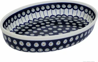 Produktbild von Original Bunzlauer Keramik Auflaufform oval 31x22x5,5cm Design Muster 8