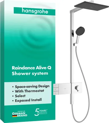 Immagine prodotto di hansgrohe Showerpipe Raindance Alive Q 210/340 2jet con termostato cromato, 1 pz.