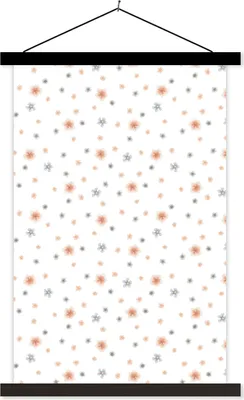 Produktbild von MuchoWow® Textilposter Blumen - Pastell - Collage 60x90 cm mit schwarzem Rahmen - Poster Wohnzimmer