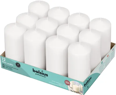 Produktbild von Bolsius Stumpenkerzen 120/58mm weiß 12 Stück