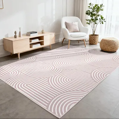 Image de Tapis de 140 x 200 cm, couleur marron, à poils courts, antidérapant, pour salon