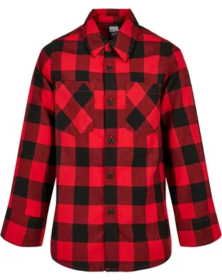 Immagine prodotto di Urban Classics Boys - Camicia di flanella a quadri nero/rosso - 146/152