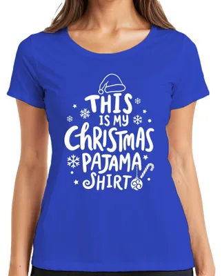 Obrázek produktu pro Tohle jsou moje Vánoce Pyžamové tričko Bílý motiv - Vánoce Xmas Christmas Dámské tričko, Modrá, M
