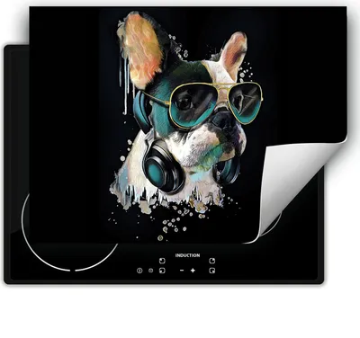 Image de DarHaus Plaque de recouvrement pour cuisinière 70x52 cm Tapis antidérapant Enroulable, noir - chien