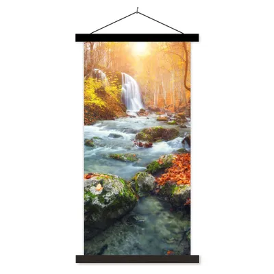 Produktbild von MuchoWow® Textilposter Natur - Sonne - Herbst 90x180 cm mit schwarzem Rahmen - Dekoration Wohnzimmer