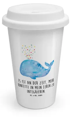 Produktbild von Mr. & Mrs. Panda Kaffeebecher To Go Wal Konfetti - Weiß - Geschenk, Thermobecher, Diät, Meerestiere, Trennung, ToGo, Wale, Mehrwegbecher, Geburtstag, Coffee Becher