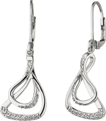 Produktbild von Ohrhänger mit 32 Zirkonia weiß 925 Silber rhodiniert Ohrringe Ohrschmuck Damen