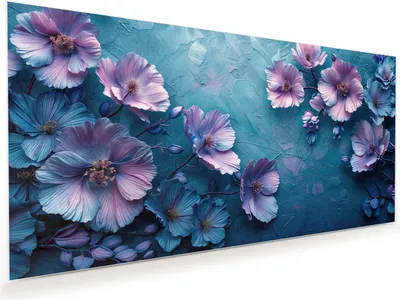 Produktbild von Glasbild 60x30cm in XXL für Wohnzimmer, Schlafzimmer Motiv Blumenmuster