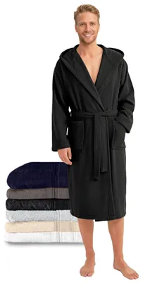 Produktbild von Twinzen - Bademantel Herren 100% Baumwolle Schwarz, S