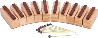 Produktbild von Betzold 10 Bass-Klangbausteine und 10 Schlägel, Hartholz
