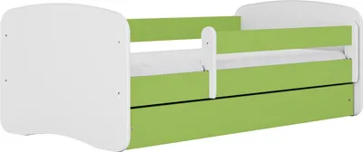 Produktbild von Kinderbett Grün 70x140 80x160 80x180 cm – mit Matratze, Rausfallschutz und Schublade – Jugendbett für Mädchen und Jungen – Stabil und Sicher – Grün – 180x80 cm