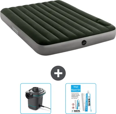 Produktbild von Intex Luftbett - 2 Personen - 152 x 203 x 25 cm - Grün - Pumpe en Reperaturset