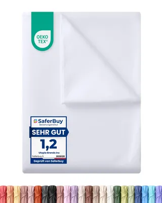 Imagen del producto de Utopia Bedding - Sábana plana sin goma elástica, 270x290 cm - Certificada por  - Poliéster suavemente cepillado - Microfibra - Color blanco