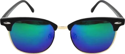 Produktbild von Retro Sonnenbrille Polarisiert Verspiegelt Schwarz Gold Browline Brille Vintage Design Metallbrille Getönt Markenbrille