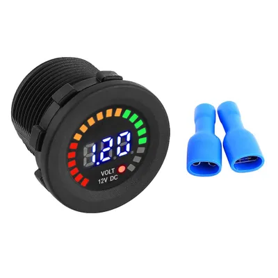 Produktbild von 12-V-Motorrad-Auto-LED-Digitaldisplay-Voltmeter, wasserdicht, schwarz, neu