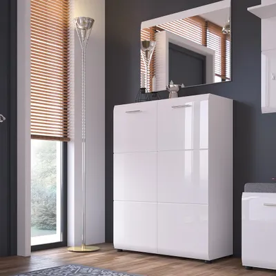 Produktbild von Garderoben-Set 2-teilig mit Spiegel weiß Hochglanz MALABO-129
