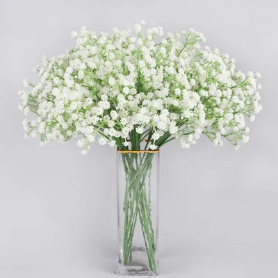 Image de Fleurs artificielles de gypsophile blanches, ensemble de 12 pièces - Idéales pour la décoration