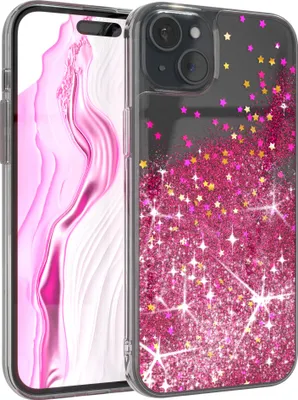 Produktbild von EAZY CASE - Glitzer Hülle kompatibel mit Apple iPhone 15 Plus Glitzer Schutzhülle, Soft Case, Backcover Transparent mit Motiv