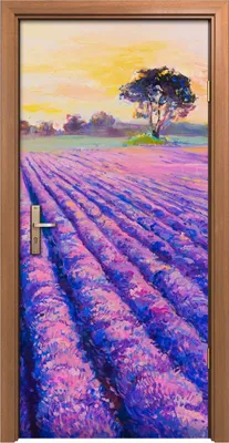 Produktbild von Türposter 90x200 cm Türaufkleber Türtapete Türfolie Klebefolie Lavendel Baum Abstrakt farbenfroh