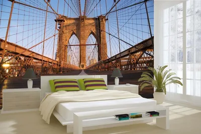 Produktbild von Vlies Fototapete BROOKLYN BRIDGE BEI SONNENAUFGANG 375 x 250 cm (inkl. Kleister) - Vlies Tapete, Wandtapete, Wandbilder - Tapete für Wohnzimmer Schlafzimmer, Büro, Küche - Montagefertig
