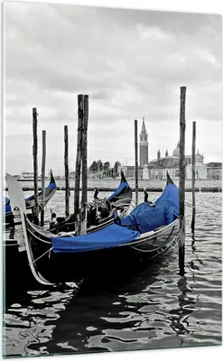Produktbild von Bilder auf glas - Einteilig - Venedig Gondel Leuchtturm - 70x100cm - Glasbilder - Wandbilder - Bilder - Wanddekoration aus Glas - Glas Bilder - Wandbild auf Glas - GPA70x100-0446