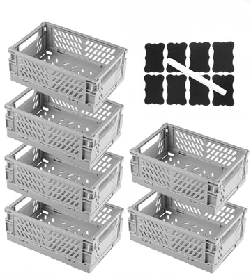 Productafbeelding van Set van 6 Vouwbare Opbergdozen met Handvatten en Labels