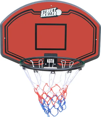 Produktbild von STREETSKILLER Basketballkorb mit Brett & Wandhalterung, 92x61 cm Rückwand, 43 cm Stahlkorb, robustes Netz, für Innen & Außen rot/schwarz | SSK-23