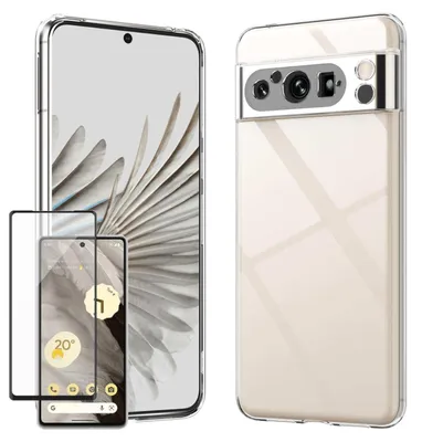 Immagine prodotto di Per Google Pixel 8 Pro Custodia per cellulare in silicone TPU trasparente + vetro temperato 0,26 H9
