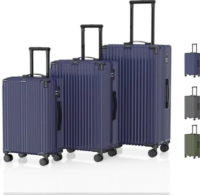 Produktbild von Voyagoux® - Reisekofferset - 3 Stück - Reisekoffer mit Rollen - Dunkelblau - TSA-Schloss