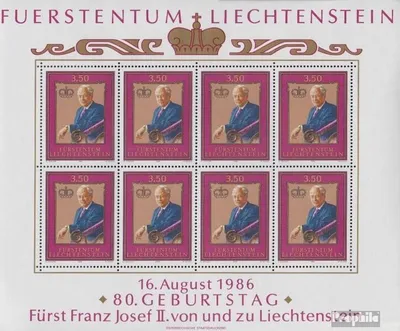Produktbild von Briefmarken Liechtenstein 1986 Mi 903Klb Kleinbogen (kompl.Ausg.) postfrisch Franz Josef II