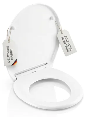 Produktbild von hausleben Toilettensitz mit Absenkautomatik, Duroplast WC Sitz, Toilettendeckel abnehmbar mit Soft Close & Quick Release, Antibakteriell, Belastbar bis 250 kg, Oval, Weiß (1er Pack)