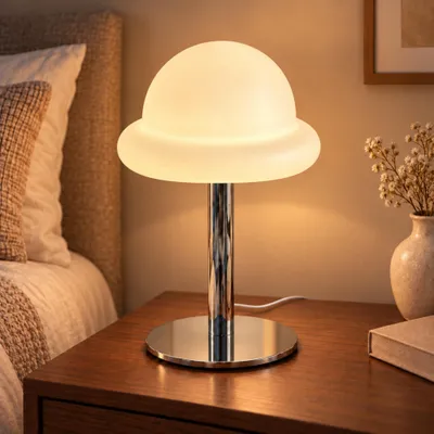 Produktbild von LED Nachttischlampe dimmbar, Retro Tischlampe mit Kuppelschirm, 3 Lichtfarben, USB-Stecker,dekorative Tischleuchte für Schlafzimmer & Wohnzimmer,Beige