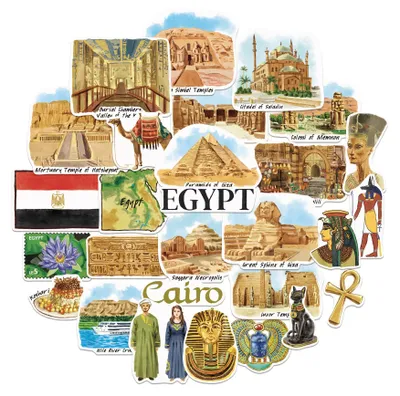 Ägypten-Sticker-Set 28 St. – handgezeichnete Reise-Motive