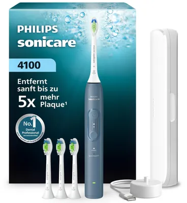 Produktbild von Philips 4100 series 4100 HX4046/48 Wiederaufladbare Zahnbürste, Erwachsener, Schallzahnbürste, Zahnfleischpflege, 31000 Bewegungen pro Minute, Blau, 2 min, 4 x 30 sec