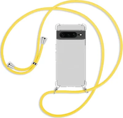 Produktbild von Handykette Backcover-Schutzhülle mit Band (Metall silberfarben) für Google Pixel 7 Pro - gelb