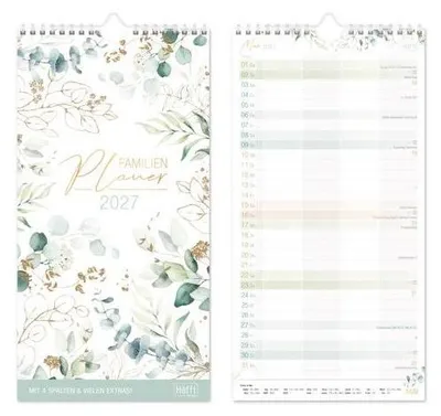 Produktbild von Familienkalender Blattgold 2027, 16,5 × 32 cm, 4 Spalten