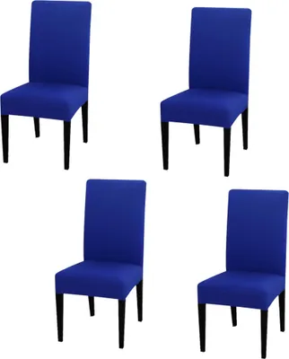 Produktbild von 4 Stück Stuhlhusse Stretch Universal Stuhlüberzug Esszimmer Elastischer Stuhlbezug, blau