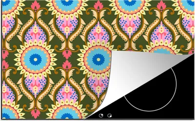 Produktbild von KitchenYeah© Herdabdeckplatte Design - Orient - Retro , 81x52cm, Küche Deko, Glaskeramikkochfeld Herdabdeckung, Abdeckplatte fùr Kochfeld