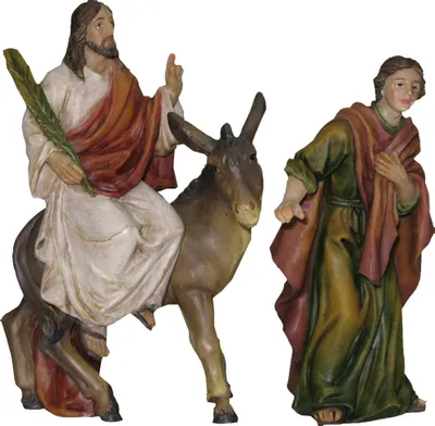 Produktbild von Krippenfiguren Set 2-teilig, handbemalt, für 9 cm Figuren, Polyresin